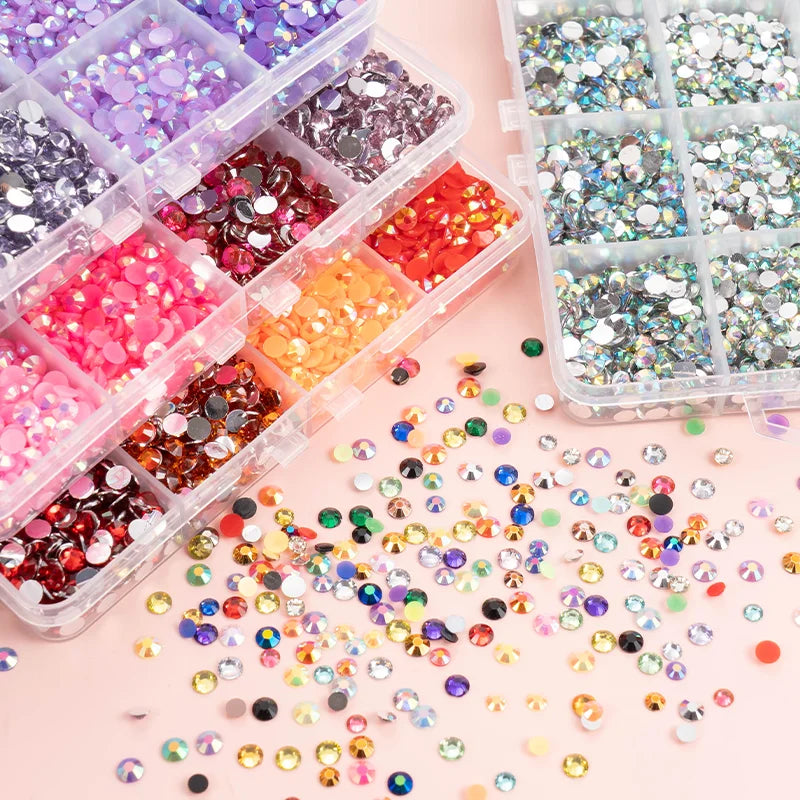 Resin Rhinestone Set 7200pcs Flatback Glue-On Nail Art Decorations