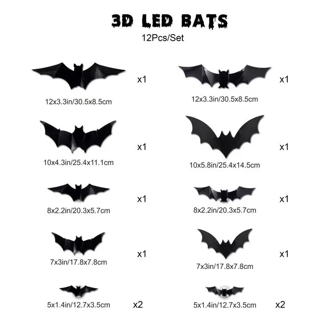 Halloween Bat Night Light Set - LED Wall Decor for Party & Festival