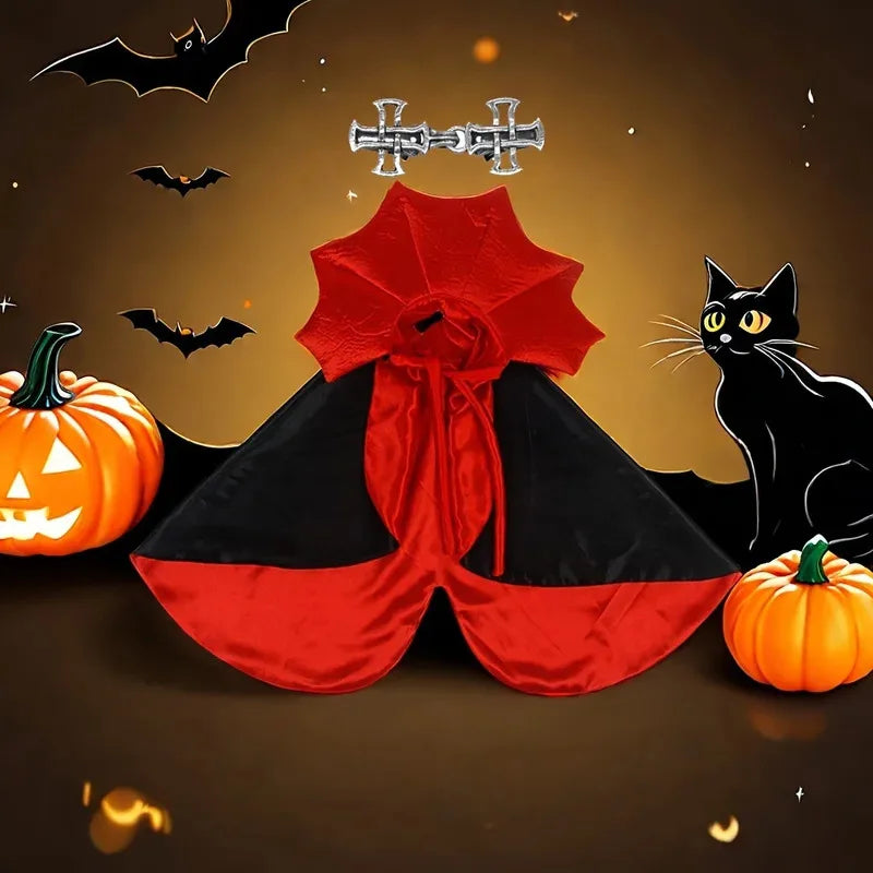 Halloween Vampire Cat Costume Set with Cloak & Hat for Pets