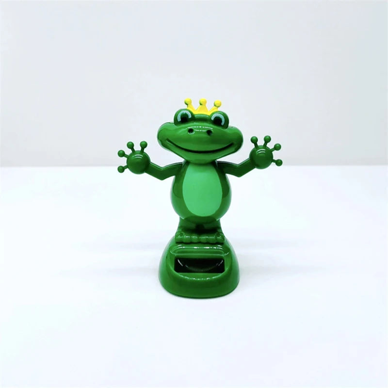 Solar Energy Car Decoration Shaking Head Doll Cartoon Frog Gift Interior Accessory