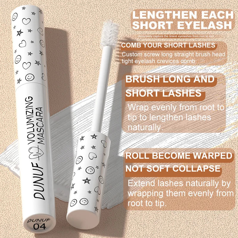 White Slender Curly Waterproof Mascara with Fine Brush for Holiday Makeup