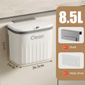 8.5L Wall-Mounted Hanging Garbage Bin with Sealing Lid - Space Saving Trash Can
