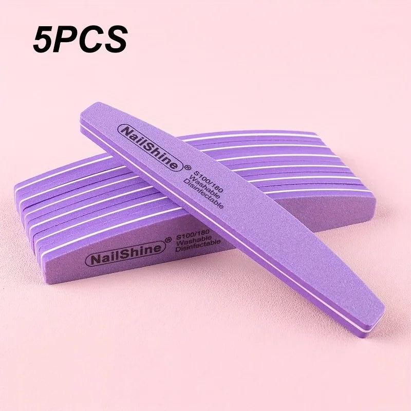 Professional Double-Sided Nail File Set - Colorful Buffing & Polishing Tools for Manicure & Pedicure
