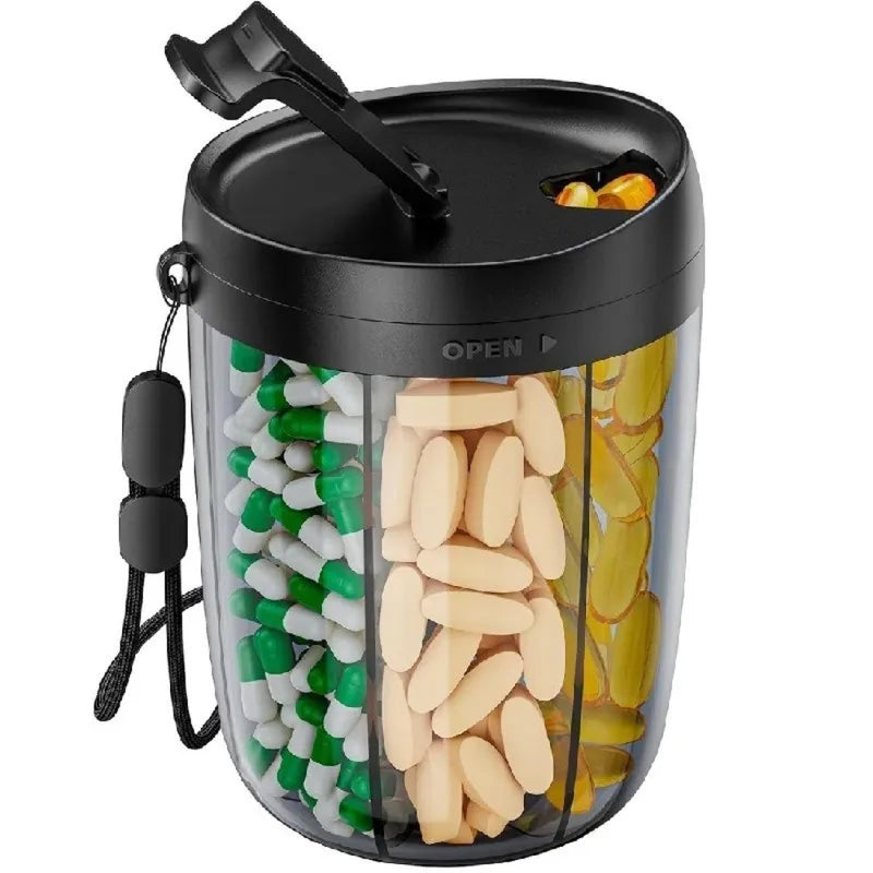 6 Compartments Plastic Pill Dispenser with Wide Opening BPA-Free Storage Box