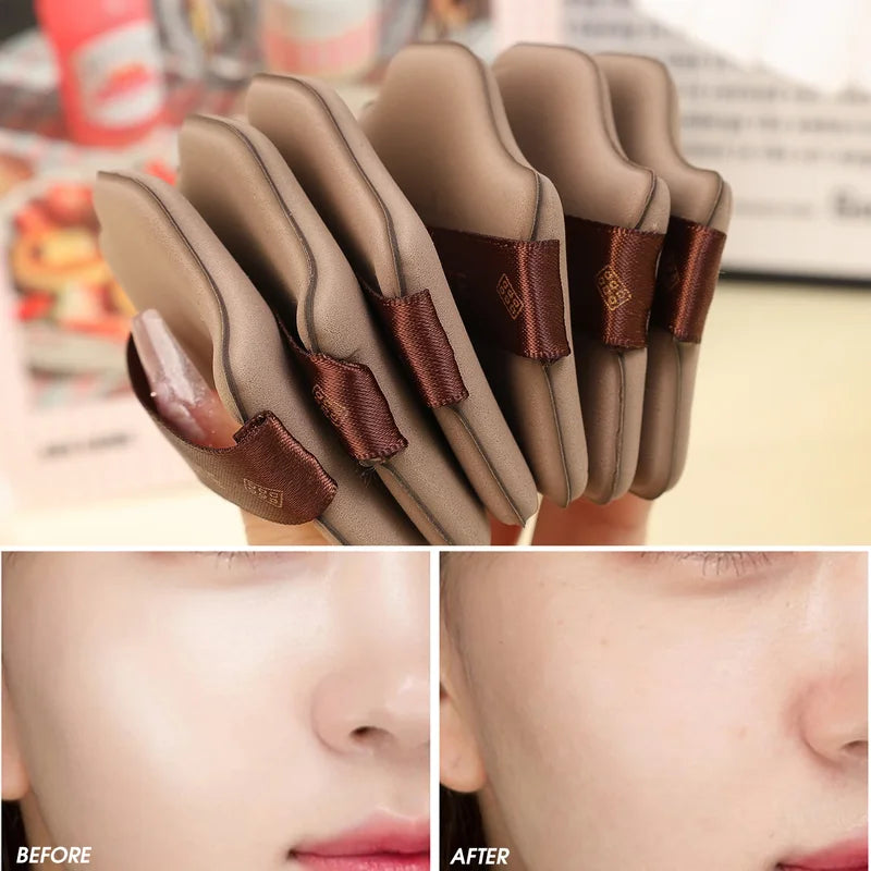 6pcs Makeup Powder Puff Set with Storage Box - Soft Wet & Dry Foundation Sponges