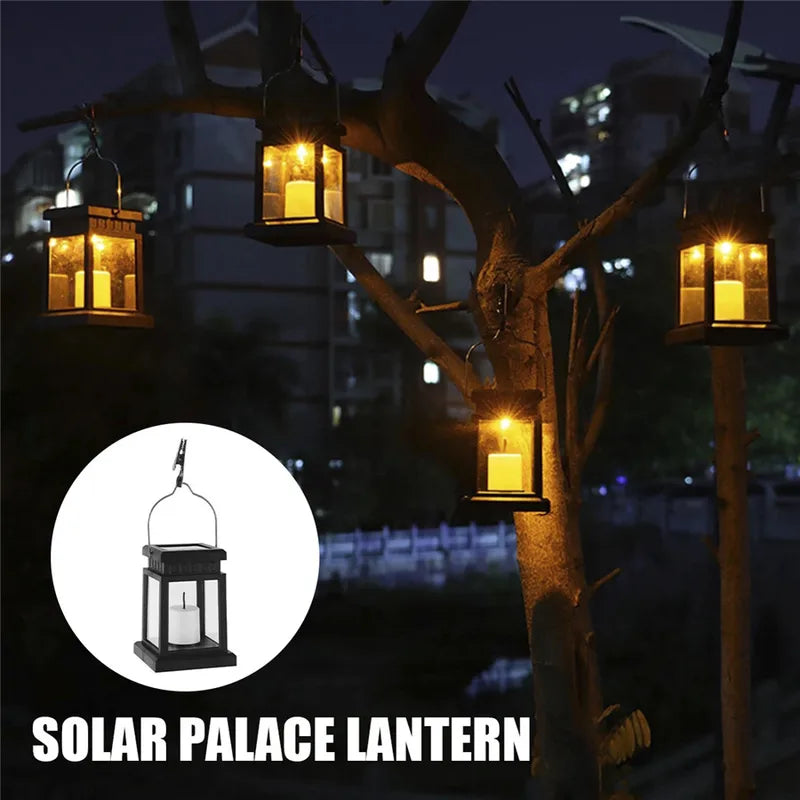 Outdoor Solar Lantern with Candle Effect - Waterproof Garden Path Lights