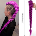 Synthetic 26-Inch Long Braided Ponytail Hair Extension with Clips for Girls Kids Halloween Christmas