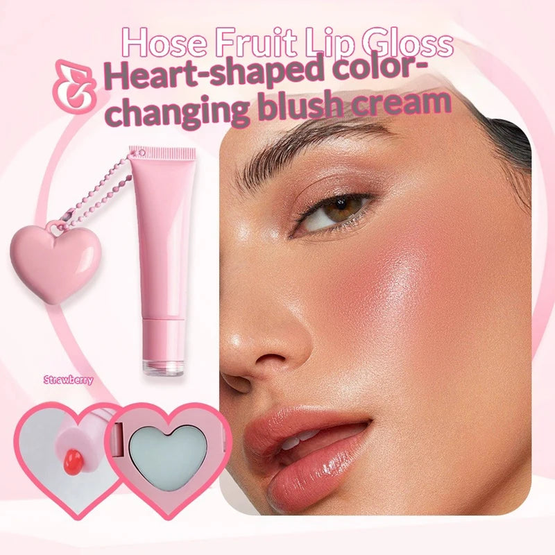 Private Label Lip Oil & Blush Set with Custom Logo & Heart Mirror - Lip Gloss Keychain