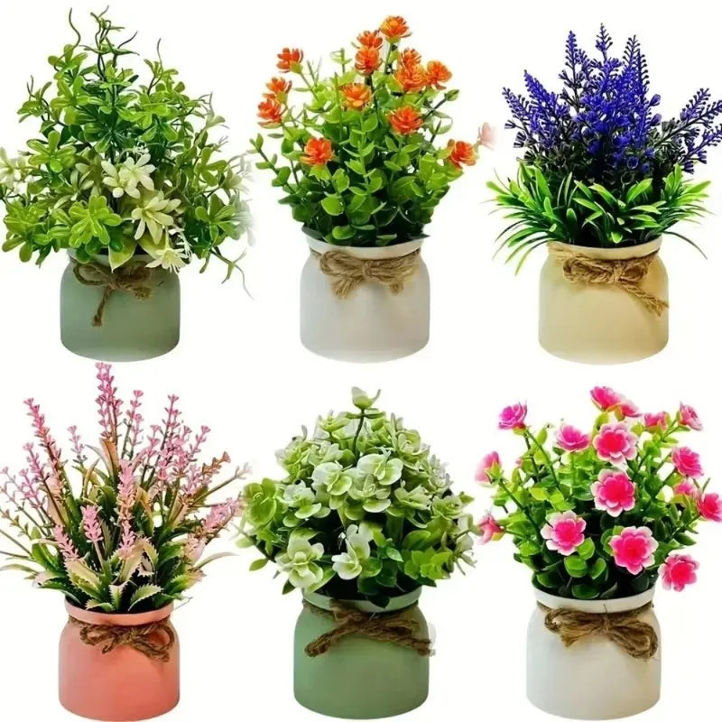 Artificial Potted Flower Bonsai Tree - Faux Plant Decor for Home & Office