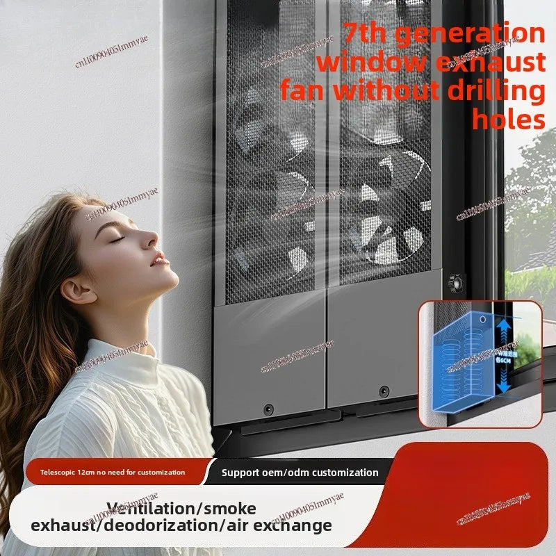 Retractable Glass Window Exhaust Fan - Silent, Strong Speed Control