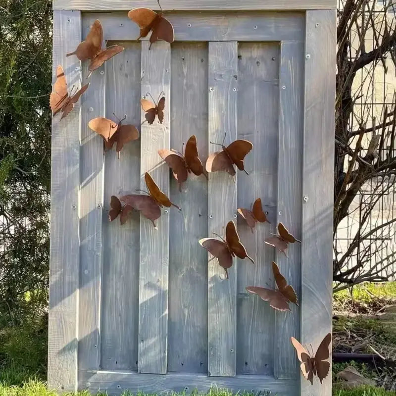 Set of 15 Rustic Metal Butterfly Wall Decor for Garden & Outdoor Fence