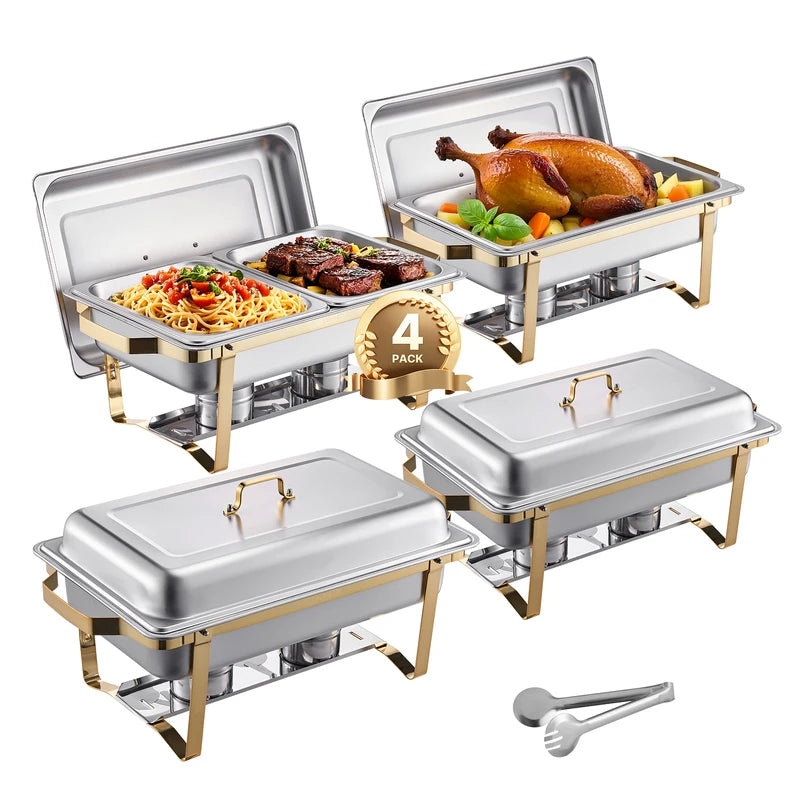 8 Qt Commercial Stainless Steel Chafing Dish Buffet Set with Pans - Food Warmer and Server