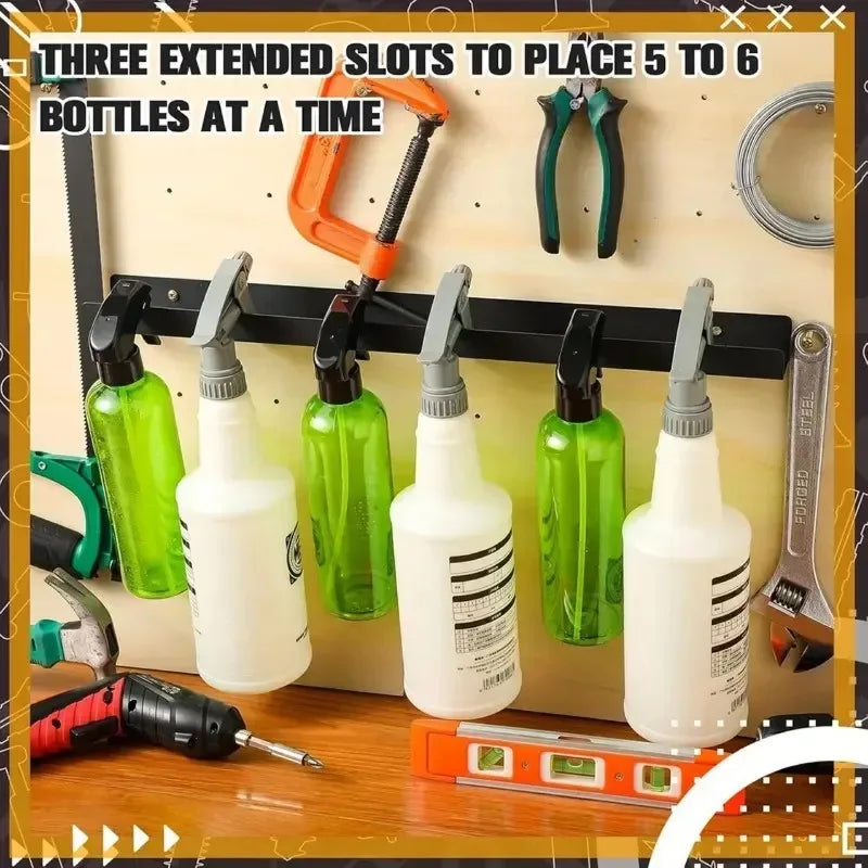Heavy Duty Metal Spray Bottle Wall Mount Holder - Garage & Workshop Storage Rack