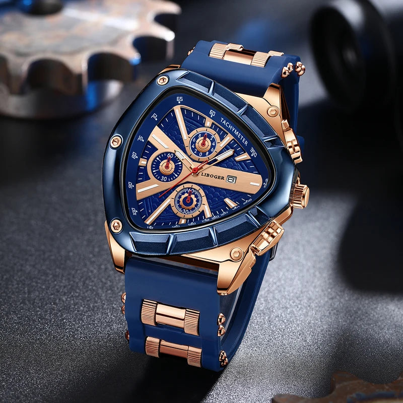 Men's Sports Quartz Watch with Silicone Strap Auto Date - Gift Idea