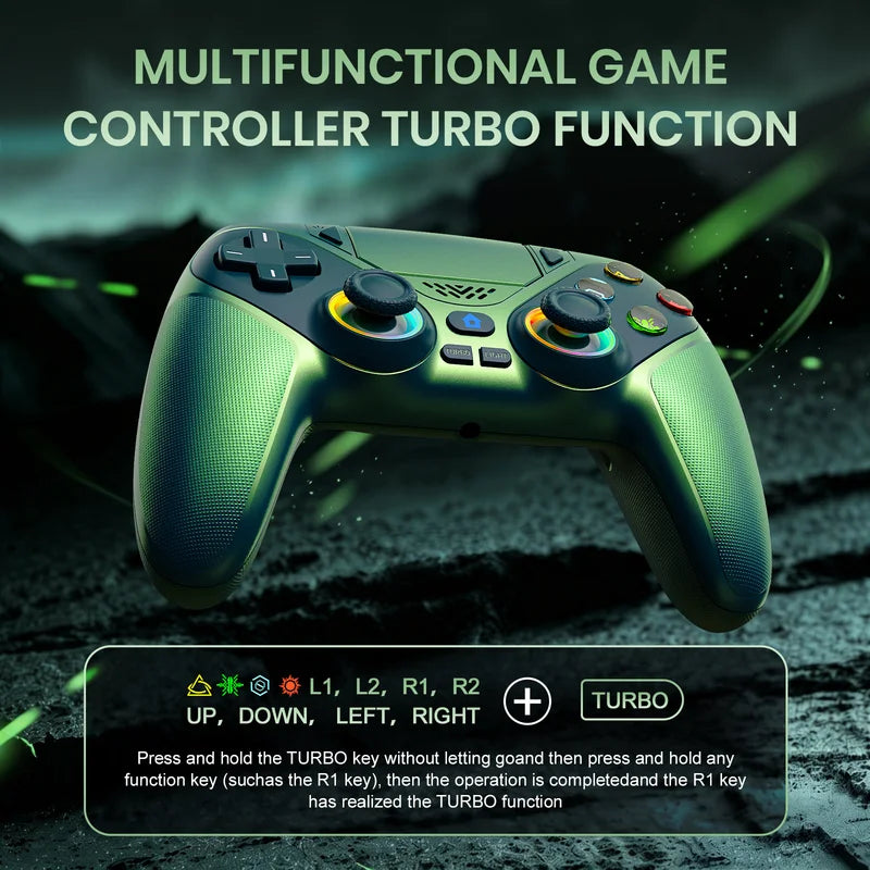 Wireless PS5 Controller with RGB Lighting, Turbo, Vibration & Custom Back Buttons