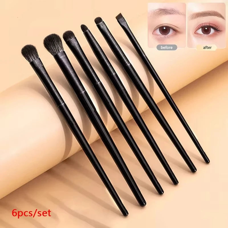 6-Piece Eye Makeup Brush Set - Professional Soft Contour & Detail Brushes