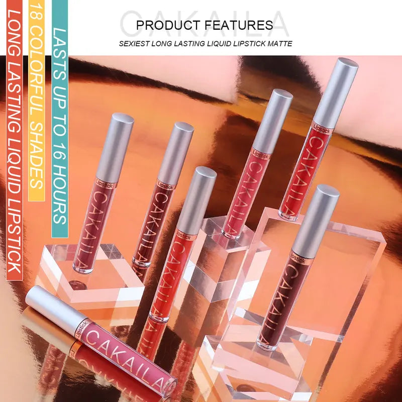 6-Color Liquid Matte Lip Gloss Set Waterproof Long-Lasting Velvet Lipstick