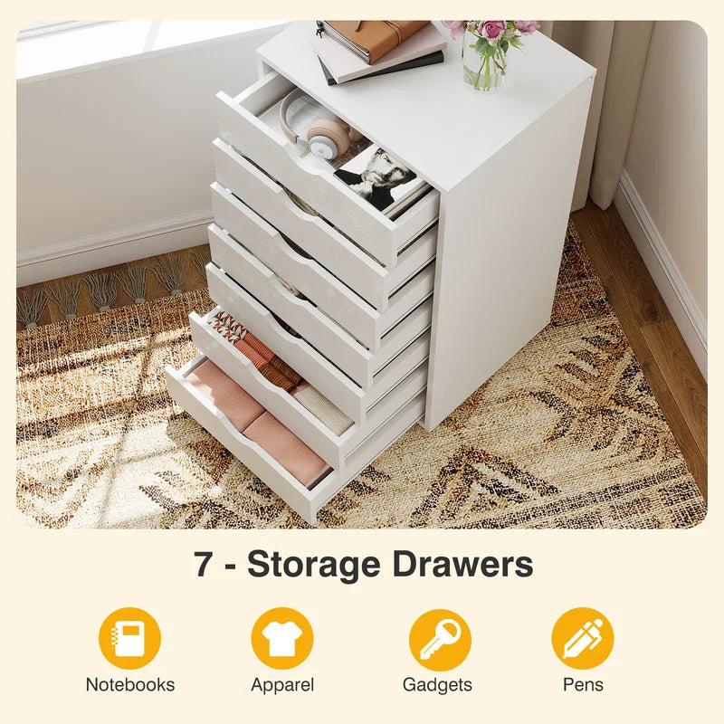 7-Drawer Vertical File Cabinet with Storage for Office and Home