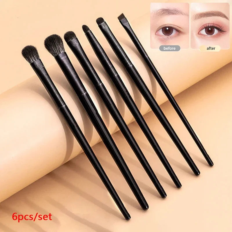 6-Piece Eye Makeup Brush Set for Eyeshadow & Eyeliner - Small Detail Brushes