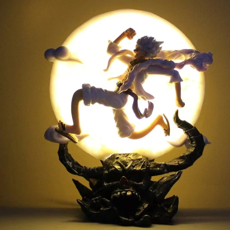 12cm One Piece Anime Action Figure with Moon Light - Luffy Gear 5 PVC Model