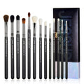 Professional Eye Makeup Brush Set - 13 Pcs Synthetic Blending & Crease Brushes