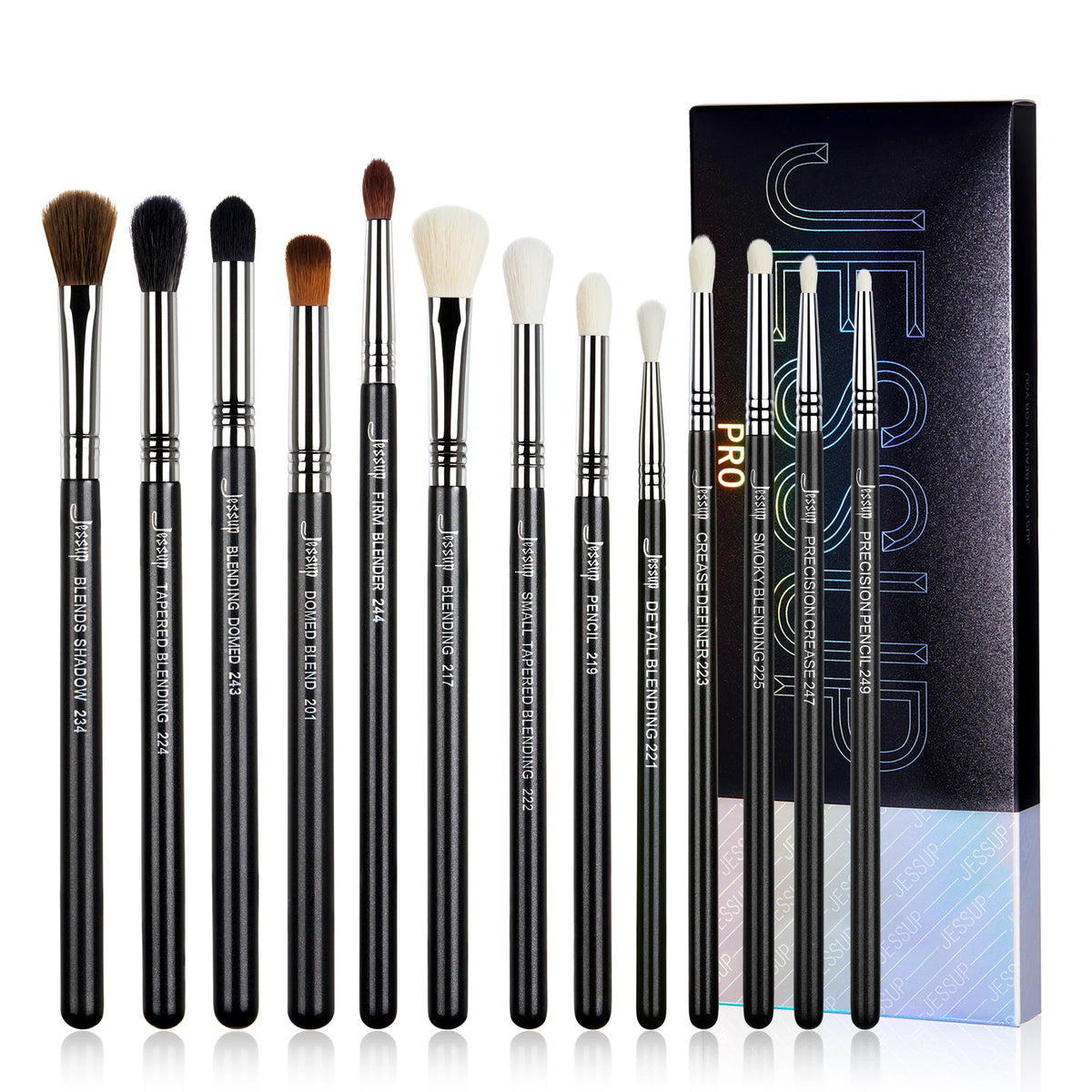 Professional Eye Makeup Brush Set - 13 Pcs Synthetic Blending & Crease Brushes