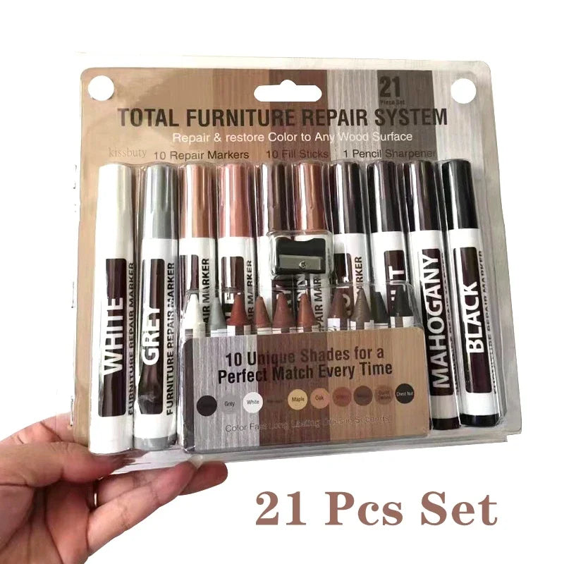 Furniture Touch Up Kit 12/17/21Pcs Wood Scratch Repair Markers & Filler Sticks