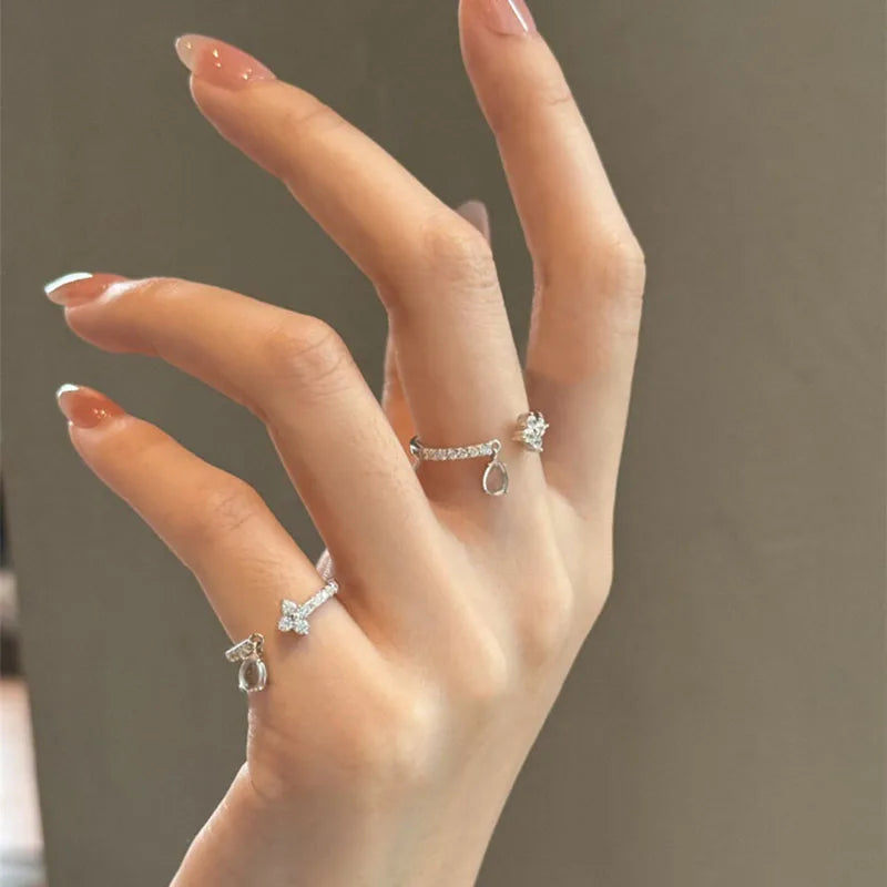 925 Sterling Silver Water Drop Shape Women's Ring Charm - Simple Elegant Jewelry Gift