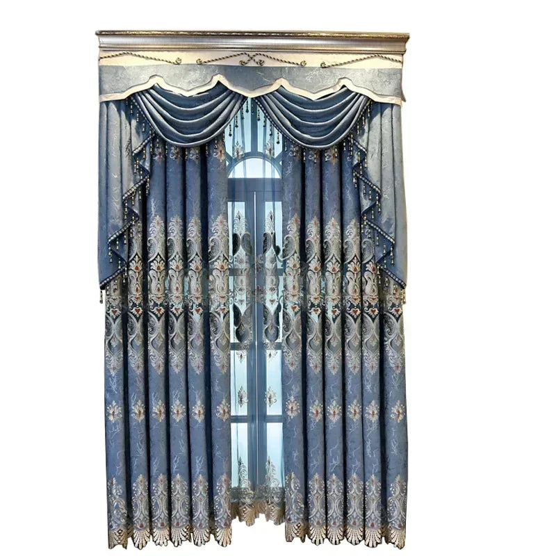 European Embroidered Luxury Curtains for Living Room and Bedroom - Custom Size & Style