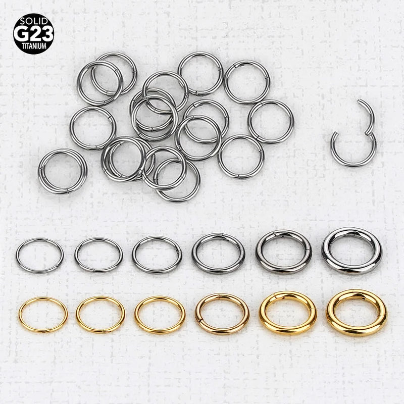 Titanium Septum & Nose Hoop Rings with Hinged Segment - Body Jewelry