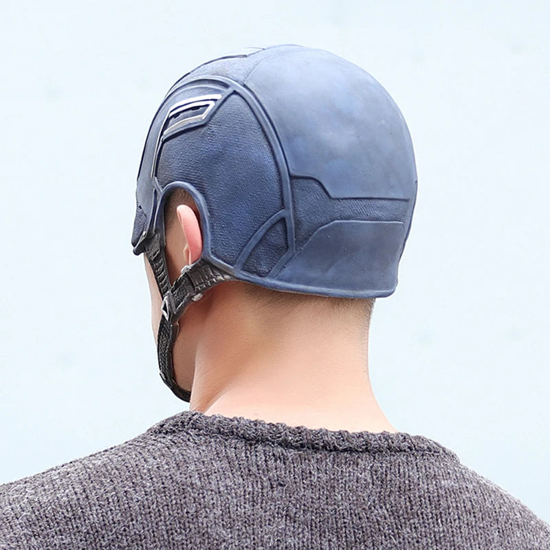 Latex Captain America Helmet Mask Cosplay Costume Prop for Halloween & Parties
