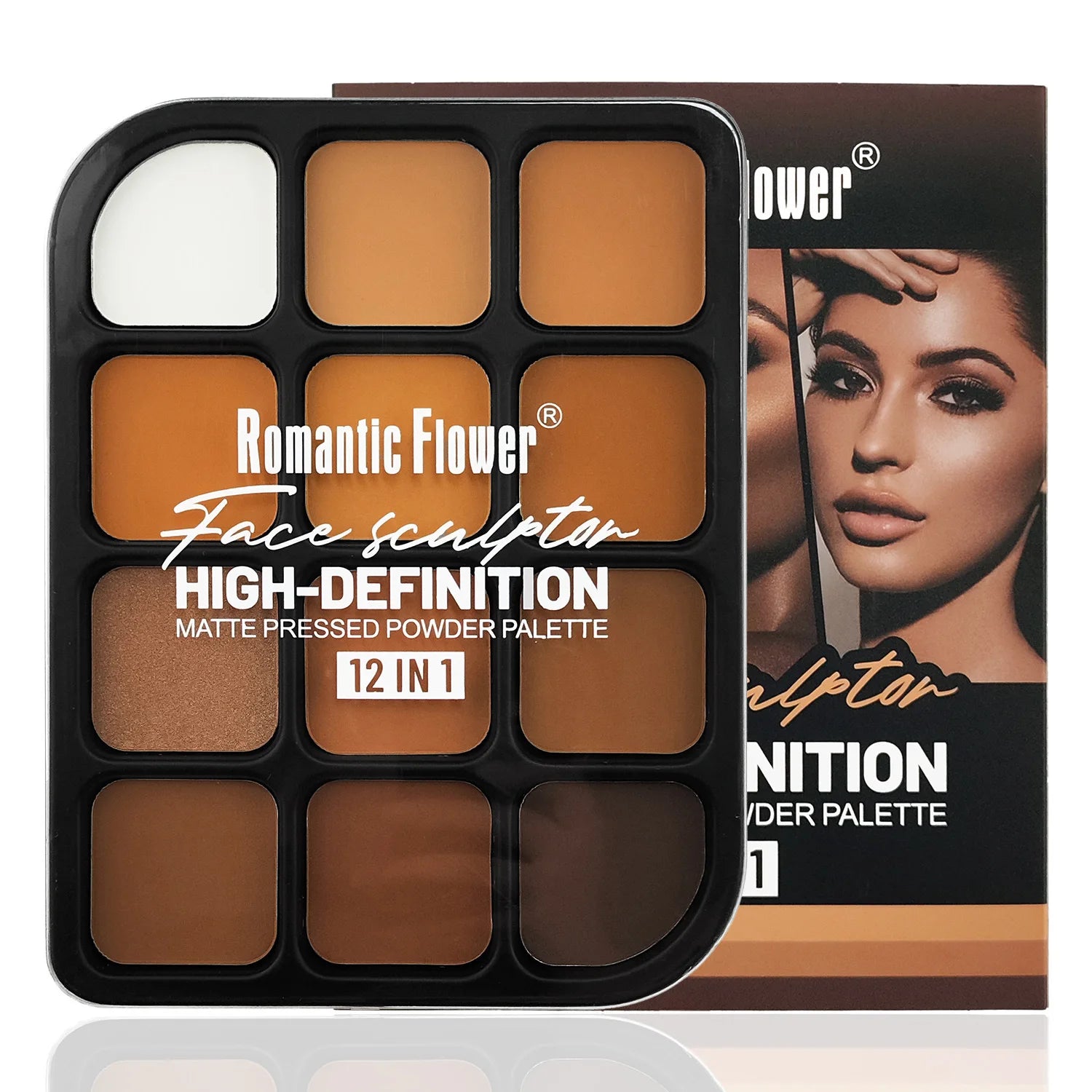 12-Color Matte Contour Palette Face Makeup Kit - Full Coverage & Highlighter