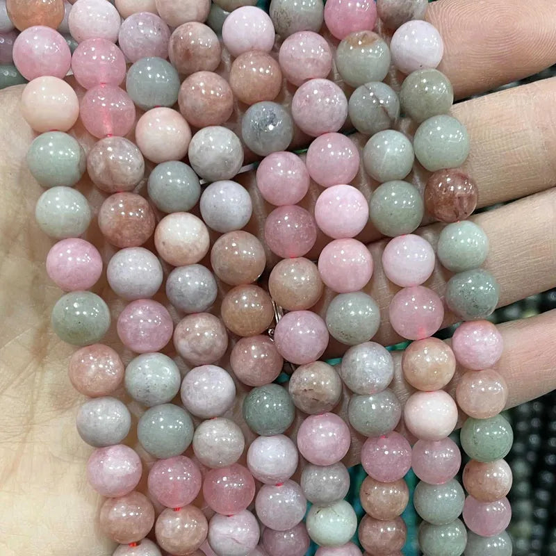 Multicolor Natural Stone Jade Chalcedony Beads for Jewelry Making - 6mm 8mm 10mm