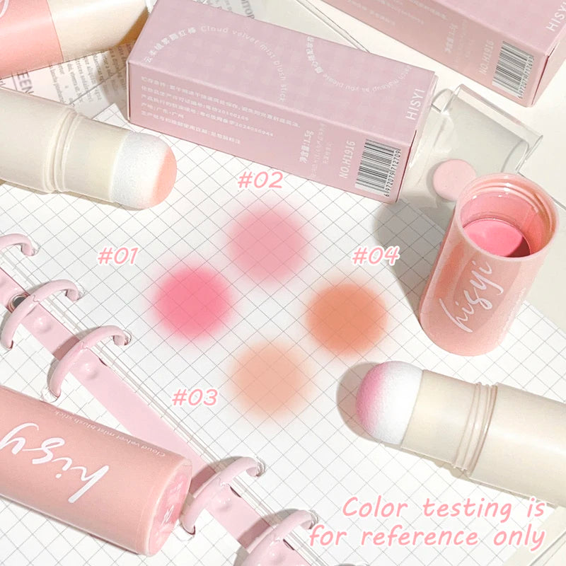Korean Style Blush Stick - Brightening, Dual Lip & Cheek Makeup, Cloud Velvet Texture