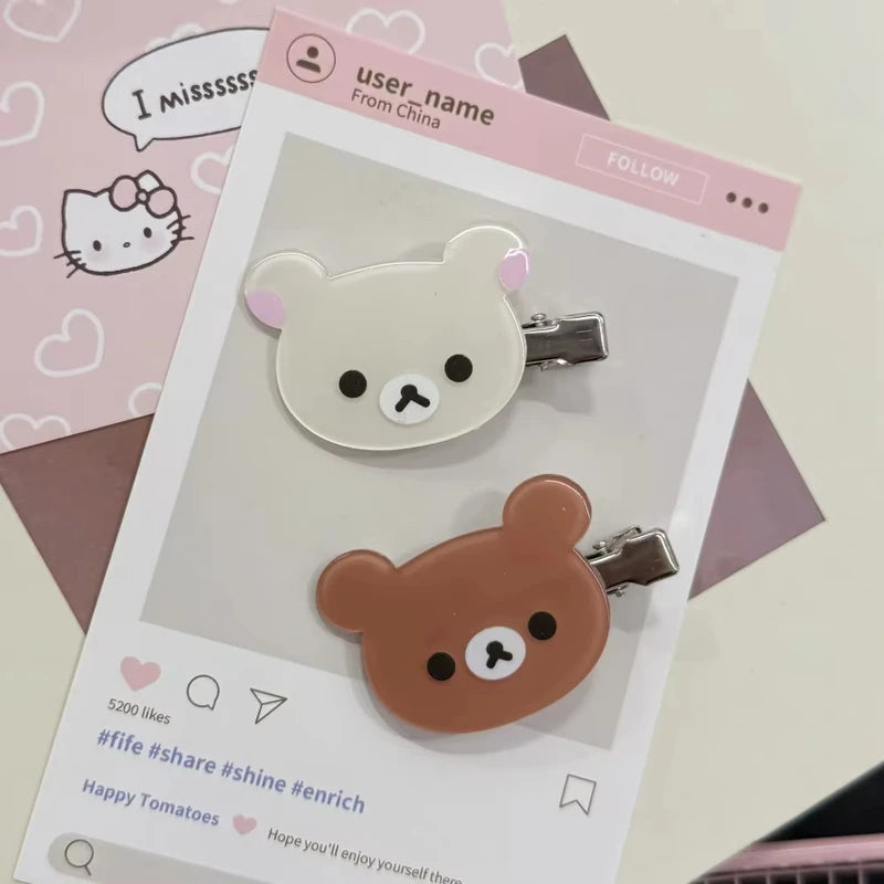 Cute Anime Bear Hair Clips for Women Girls - Korilakkuma & Rilakkuma Style Hair Accessories