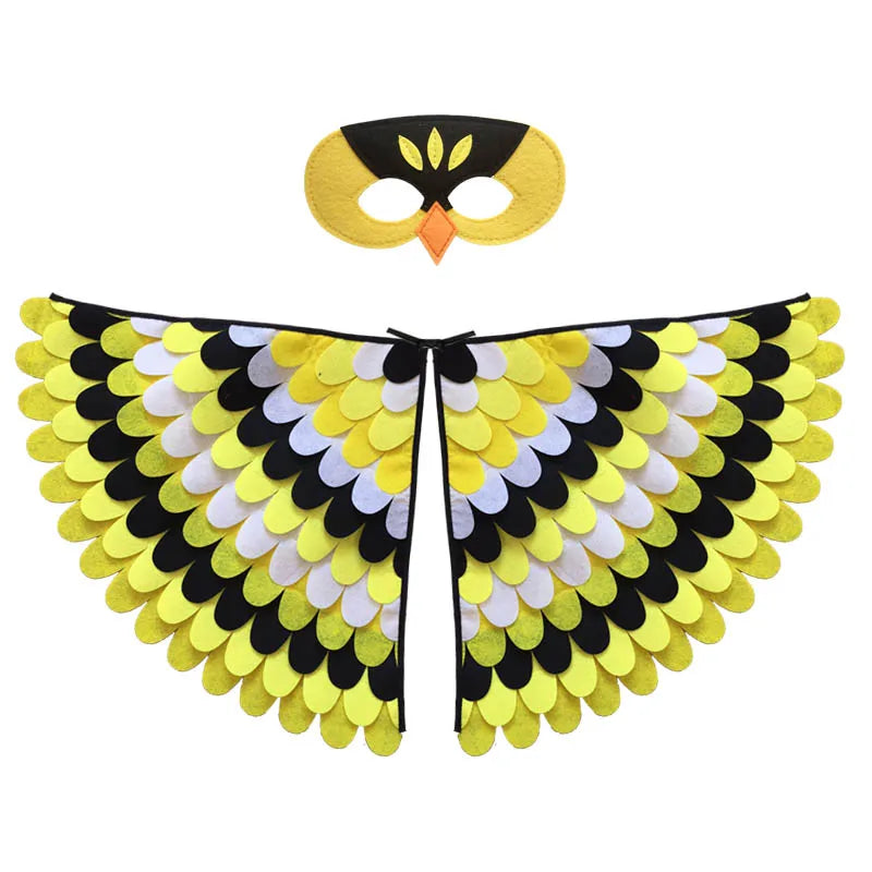 Kids Bird Costume Felt Wings with Mask for Halloween & Cosplay - Adjustable Size