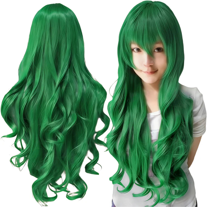 Synthetic Curly Anime Cosplay Wig with Adjustable Cap - Multiple Colors