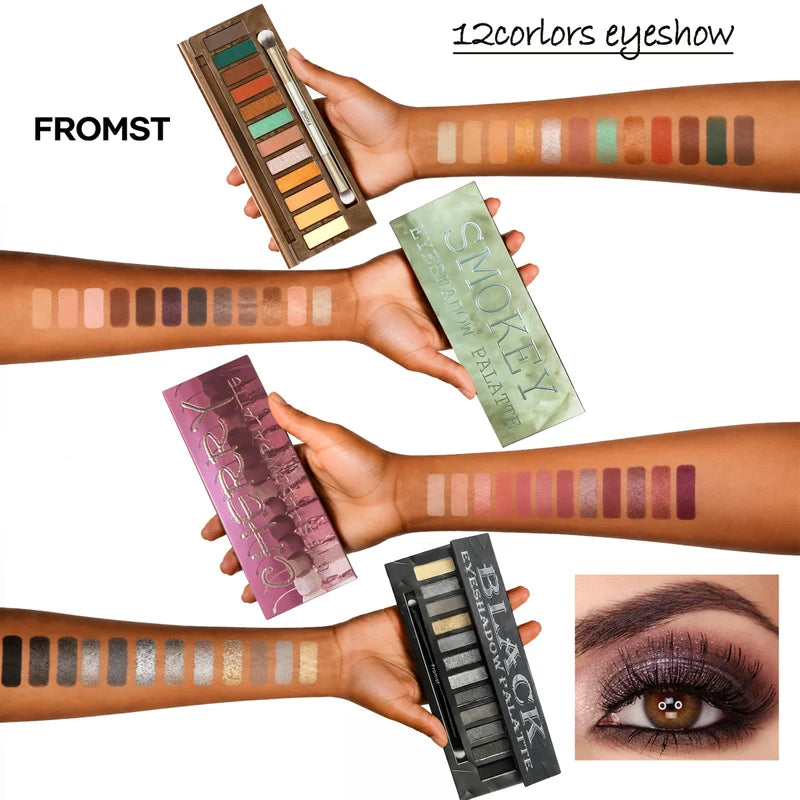 12-Color Eyeshadow Palette with Mirror - Long-Lasting Waterproof Makeup Set