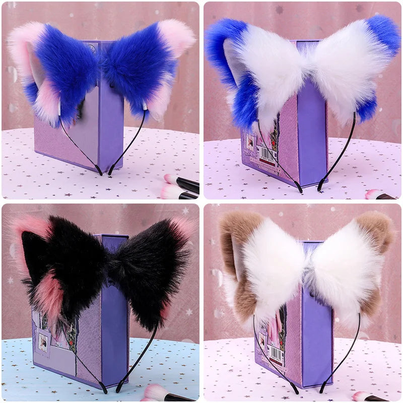 Furry Animal Cat Fox Ear Headband Cosplay Hair Accessory for Halloween & Parties