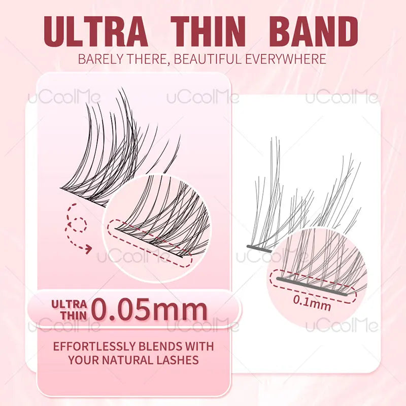Natural D Curl False Eyelash Clusters - Handmade 8-18mm Wispy Lashes for DIY Extension