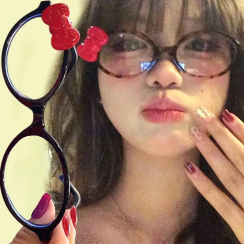 Cat Ear Leopard Glasses Frame No Lenses Cosplay Halloween Costume Accessory