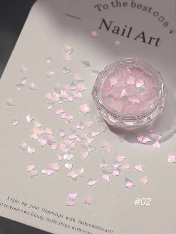 Pink Cherry Blossom Nail Art Glitter Decorations for DIY Nail Designs, Suitable for Valentine’s Day