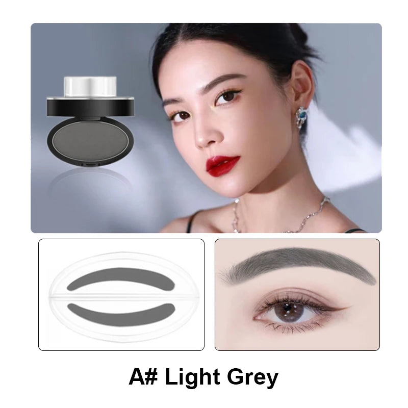 Eyebrow Powder Stamp Tint Kit Waterproof & Quick Makeup with Stencils
