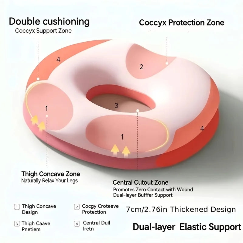 Donut Seat Cushion for Hemorrhoid Relief Memory Foam Tailbone Support Pillow