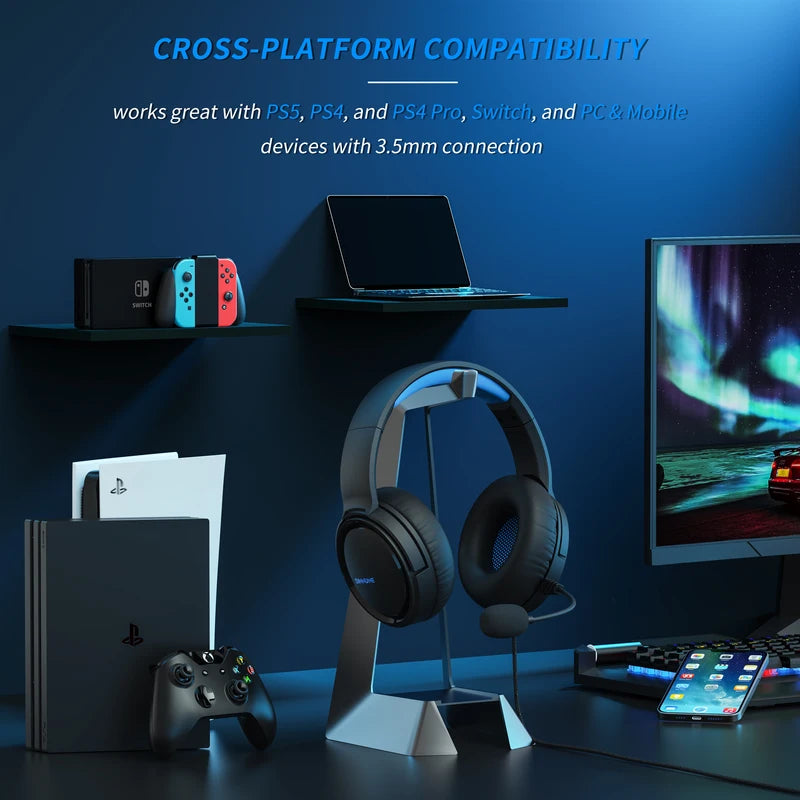 Wired Gaming Headset for PS4, PS5, Xbox, Switch with Microphone and 50mm Drivers