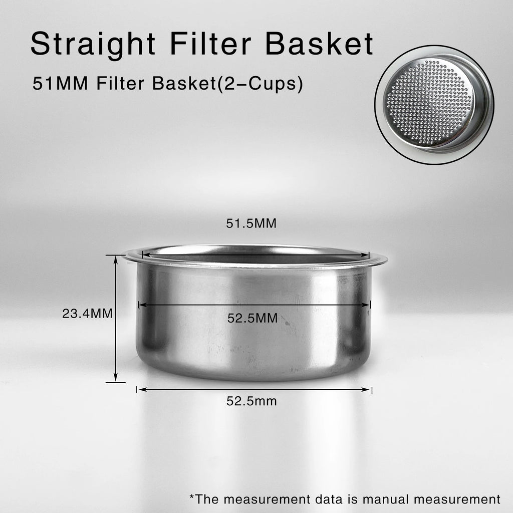 51MM Stainless Steel Coffee Filter Basket Replacement for Espresso Portafilter