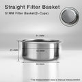 51MM Stainless Steel Coffee Filter Basket Replacement for Espresso Portafilter