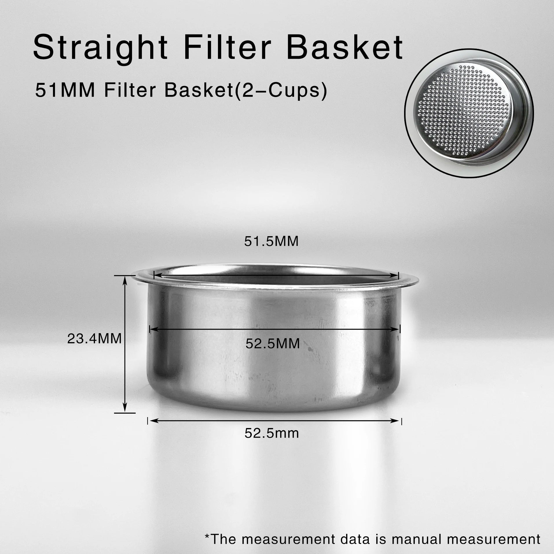 51MM Stainless Steel Coffee Filter Basket Replacement for Espresso Portafilter