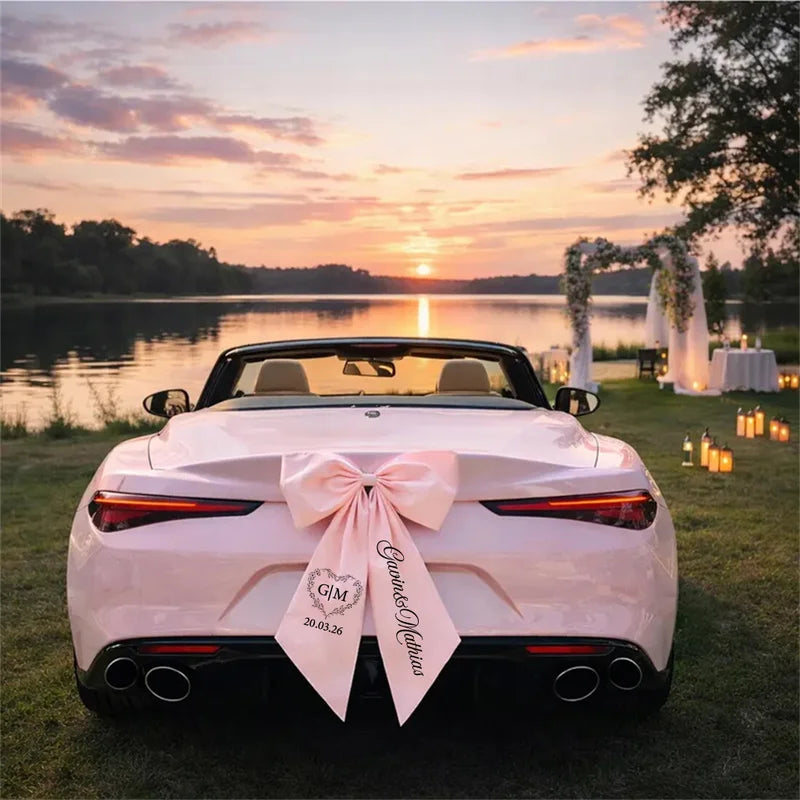 Personalized Car Wedding Bow Heart Garland - Bridal Shower Decoration