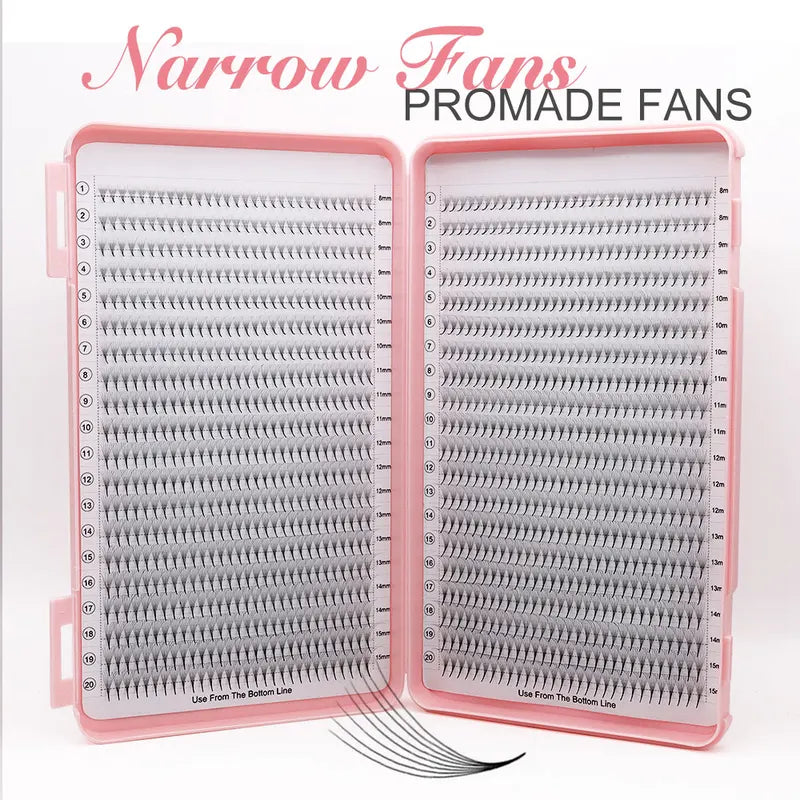 XXL Hybrid Premade Lash Fans for Eyelash Extensions Thin Root Pointed Stem